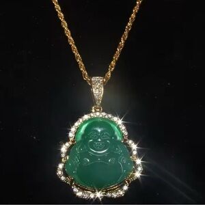 Beautiful, small green buddha necklace